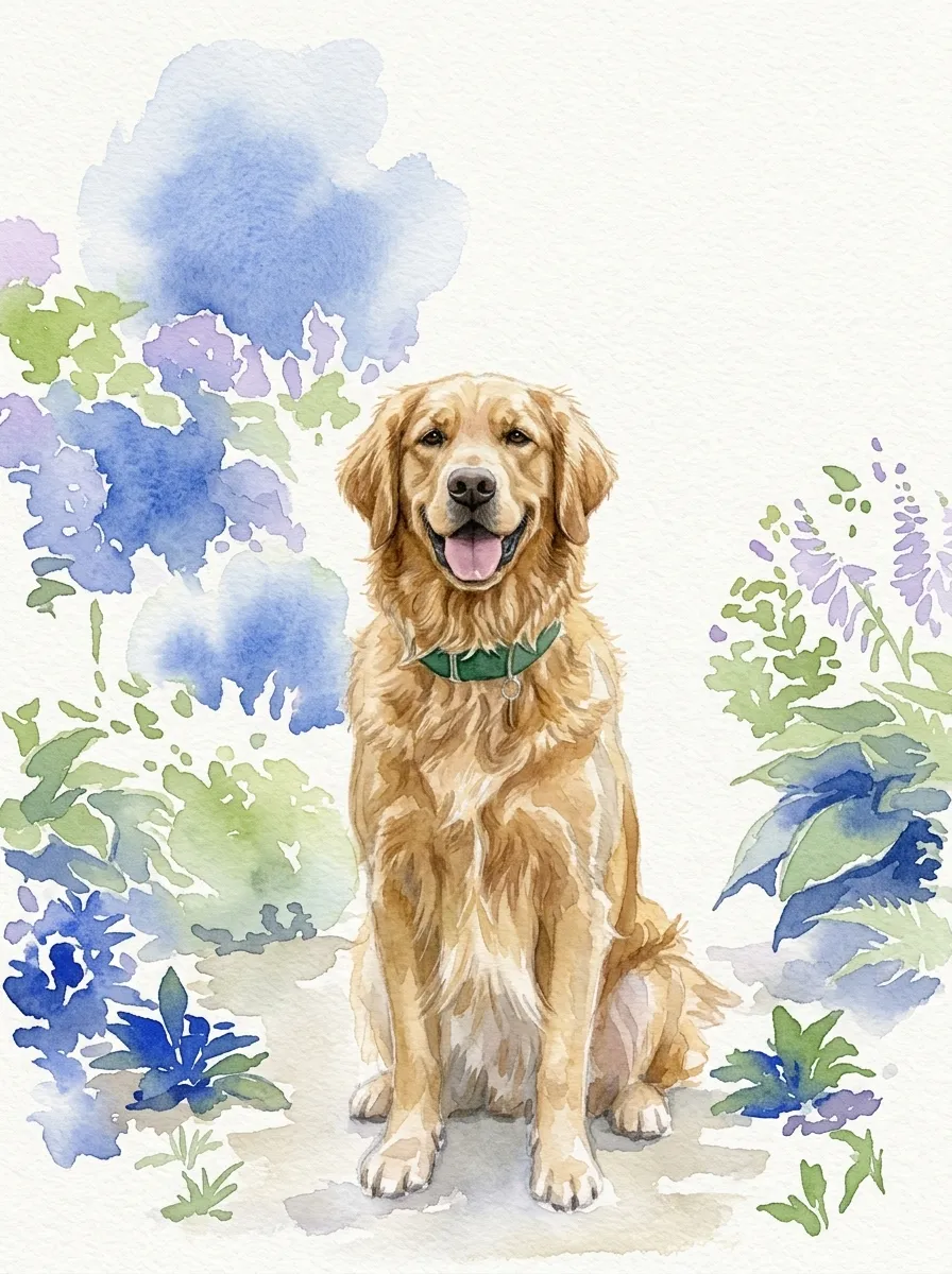 Pet photograph transformed into a detailed watercolor keepsake